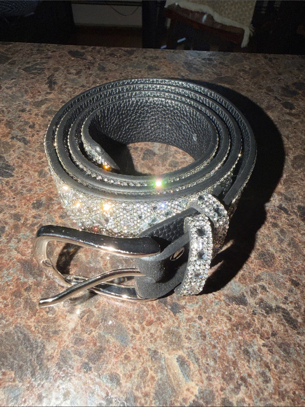 Jacqueline Kent Crystal-Embellished Black Women's Belt with matching cuff
